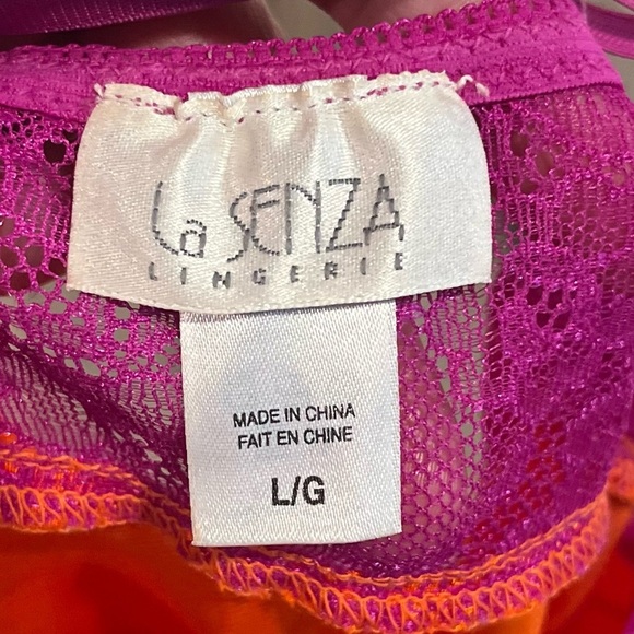 La Senza Fuchsia and Tangerine Lace Lingerie slip dress/nightgown size large - Picture 4 of 6